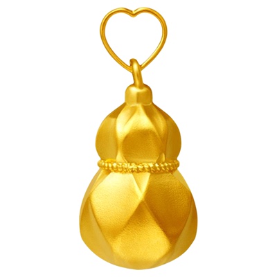亚一黄金情逸金足金葫芦挂坠棋格纹葫芦古法工艺爱心精致百搭通勤
