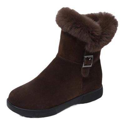 加绒加厚真皮保暖雪地靴软底短靴