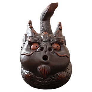 紫砂日眼鱼龙茶宠摆件茶玩茶桌茶台客厅装饰品可爱泡泡龙茶道摆设