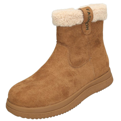 前掌加宽大码女鞋41到43秋冬新款雪地靴厚底短靴女靴加绒棉鞋丫丫