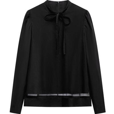 【商场同款】播泡泡袖衬衫女2024新款小众纱拼接衬衣BDR1HD0248