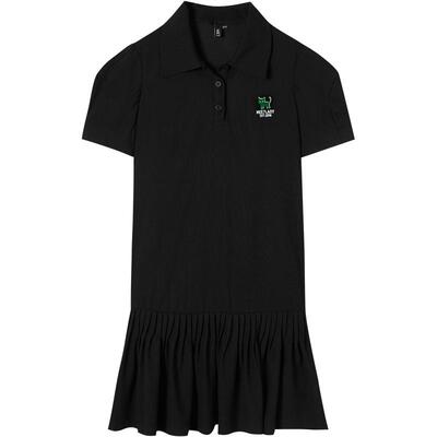 学院风POLO领宽松连衣裙女小黑裙