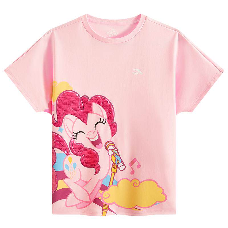 小马宝莉联名安踏儿童短袖女小童T恤衫2026夏季宝宝纯棉短袖上衣