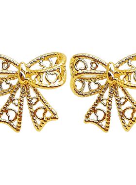 蝴蝶结纯银镀黄金色项链