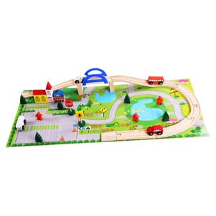 木制轨道立交桥城市交通组合积木 儿童拆装拼装小火车智力玩具