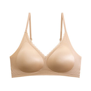 缎面蕾丝性感深V内衣女小胸聚拢无钢圈软支撑收副乳防下垂文胸罩