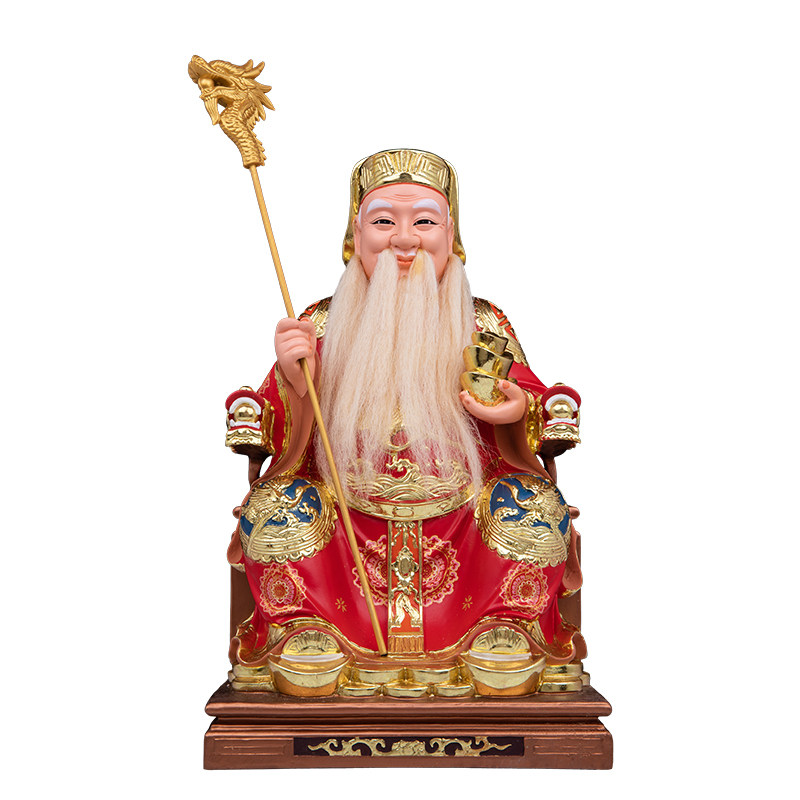 中式树脂土地公神像供奉摆件