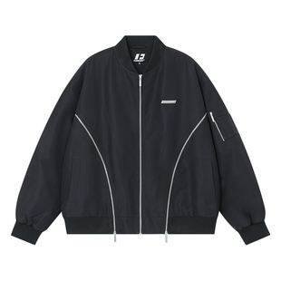 FORNINES国潮拉链分割棒球服男女高级感飞行夹克春秋美式高街外套