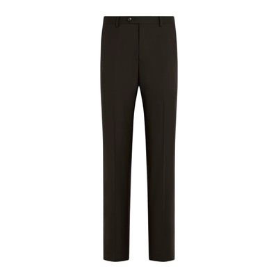 SUITSUPPLY深棕色羊毛直筒长裤