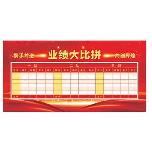 企业文化墙布置业绩PK榜办公室墙面装饰可擦写立体员工风采磁吸板