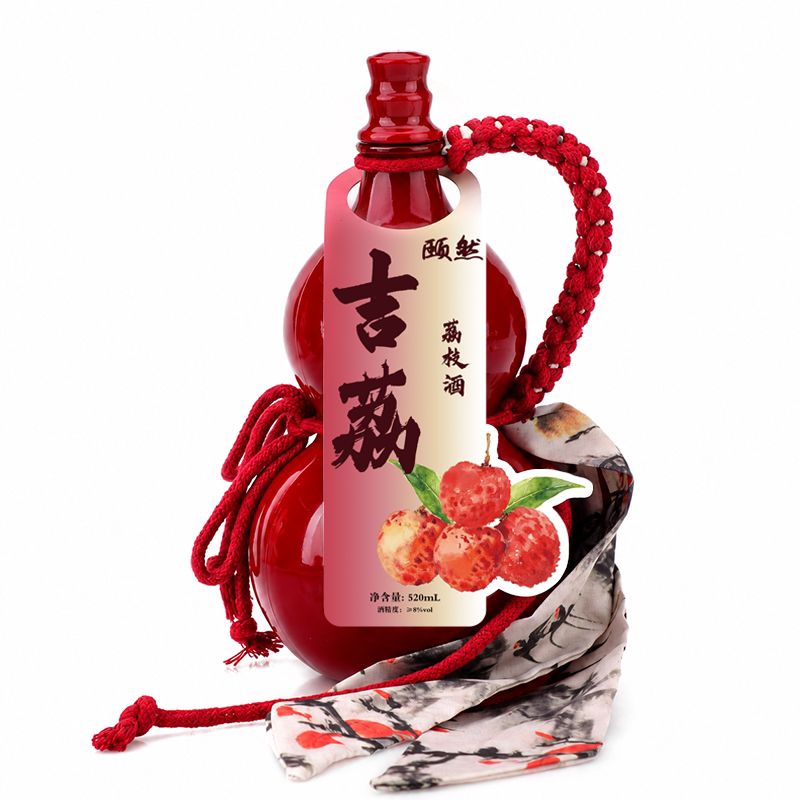 颐然荔枝果酒葫芦瓶装赠蝴蝶钻杯