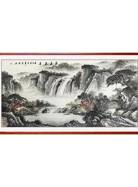 手绘山水画聚宝盆画东墙客厅挂画