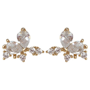 纯银迷你残花冰晶耳骨钉小巧花朵精致耳钉锆石闪亮高级感气质耳饰