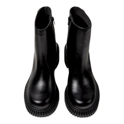 Camper看步女靴Pix London黑色经典中筒靴增高厚底皮时尚皮靴