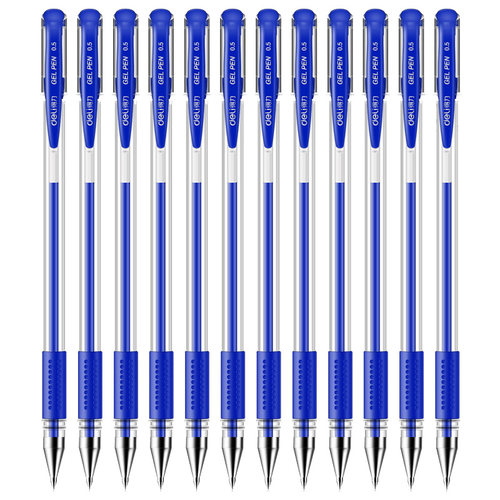 晨光蓝色中性笔学生用0.5子弹头蓝笔小学生专用蓝色水笔圆珠笔不可擦蓝笔笔芯按动水性签字笔蓝色笔芯中性笔