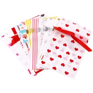 大号50个丝带抽绳蝴蝶结塑料袋学生礼物束口礼品袋饼干糖果包装袋