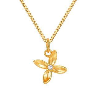 莱绅通灵 传世金秘境四叶草足金钻石吊坠 四叶花简约