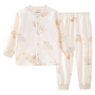 哥比兔儿童家居服套装春秋纯棉卡通印花男女童睡衣秋衣对开胸内衣