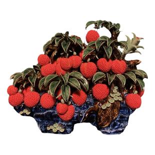 石湾公仔陶瓷荔枝摆件玄关客厅电视柜满堂红装饰品乔迁新居送礼品