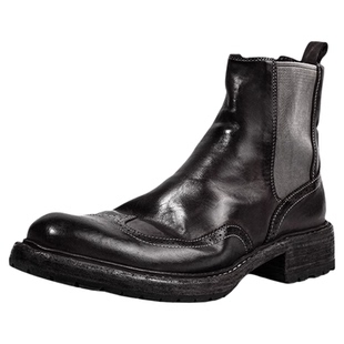 dreambox钧博vibram高帮男靴水洗马皮靴子手工布洛克雕花切尔西靴