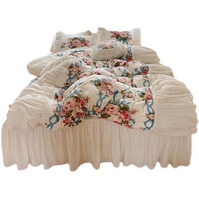 复古花卉牛奶绒四件套