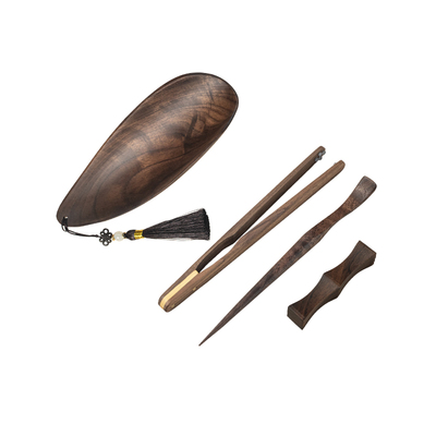 北美胡桃木茶则四件套禅意侘寂风