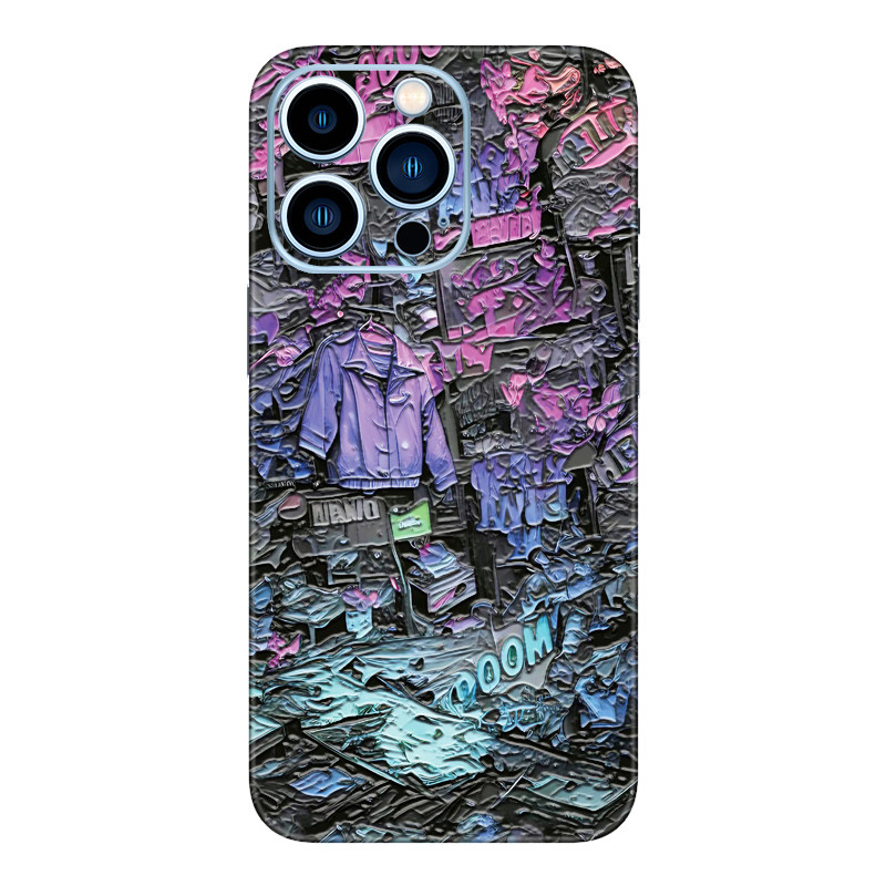 苹果17Promax浮雕贴纸适用iPhone15手机彩膜14后膜13全包边16背膜12卡通背贴11贴膜