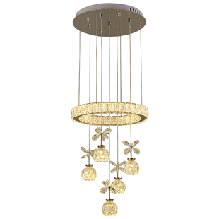 轻奢餐厅灯吊灯现代简约餐桌灯高级感饭厅灯创意圆形吧台水晶吊灯