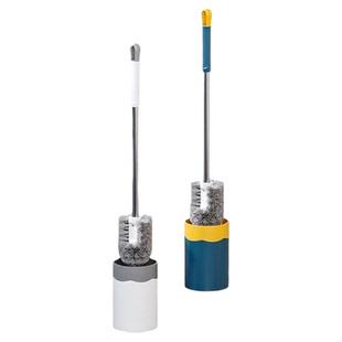 家用马桶刷子不锈钢长柄清洁刷免打孔壁挂带底座洗厕刷马桶刷套装