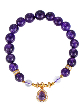 天然乌拉圭紫水晶葫芦手链女