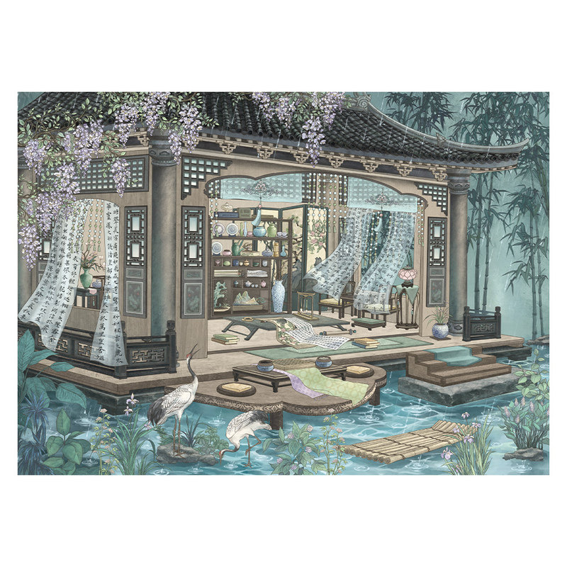 一纸烟岚1.0紫藤榭造景贴纸