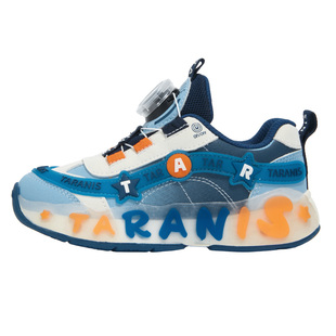 泰兰尼斯秋季新款儿童闪灯鞋男童轻便运动鞋减震防滑软底旋钮鞋子