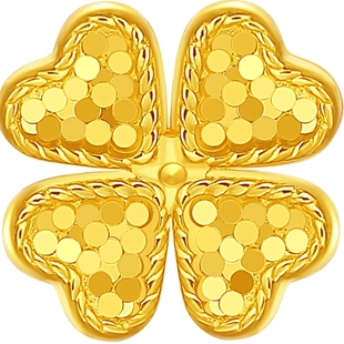 潮宏基高光金爆闪四叶草足金耳钉黄金耳饰结婚三金计价生日礼物