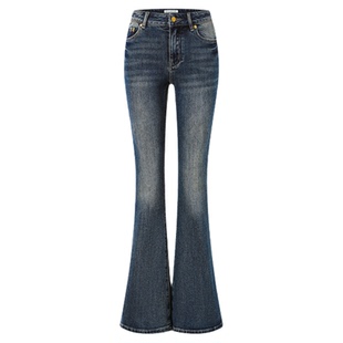 CNLEEWEI 设计师品牌25秋冬新品紧身喇叭复古深蓝牛仔裤SOLSOL