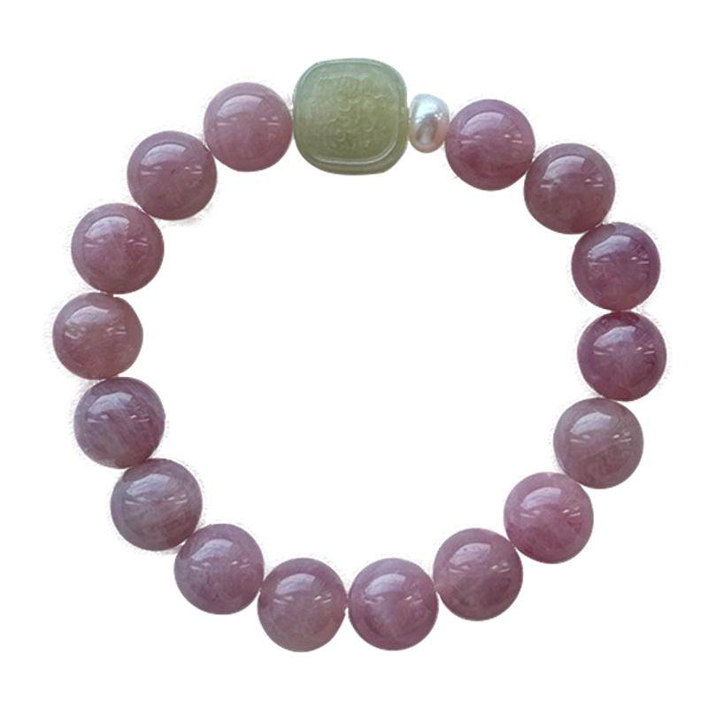 【赐福】好运/富足 曦光里原创 和田玉天然老矿紫马粉水晶手串链