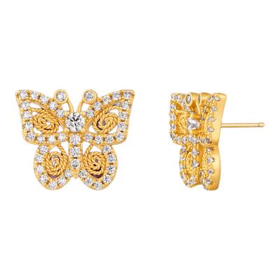 TWINS LULU 镀k金【金福蝶】叠福叠财古法工艺蝴蝶耳环TSL1830