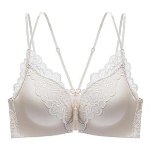 黛安芬新款前扣文胸厚款小胸聚拢无钢圈性感蕾丝美背收副乳内衣女
