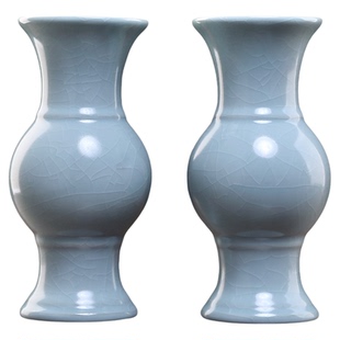 戴玉堂汝窑花瓶佛前供奉家用供佛陶瓷花瓶观音瓶佛菩萨像佛堂摆件