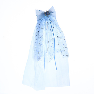 儿童发饰公主超仙蝴蝶结发夹女孩头纱夹子长款飘纱女童表演头饰品