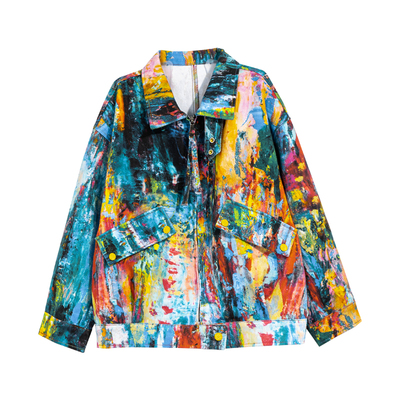 男童春秋涂鸦扎染潮夹克