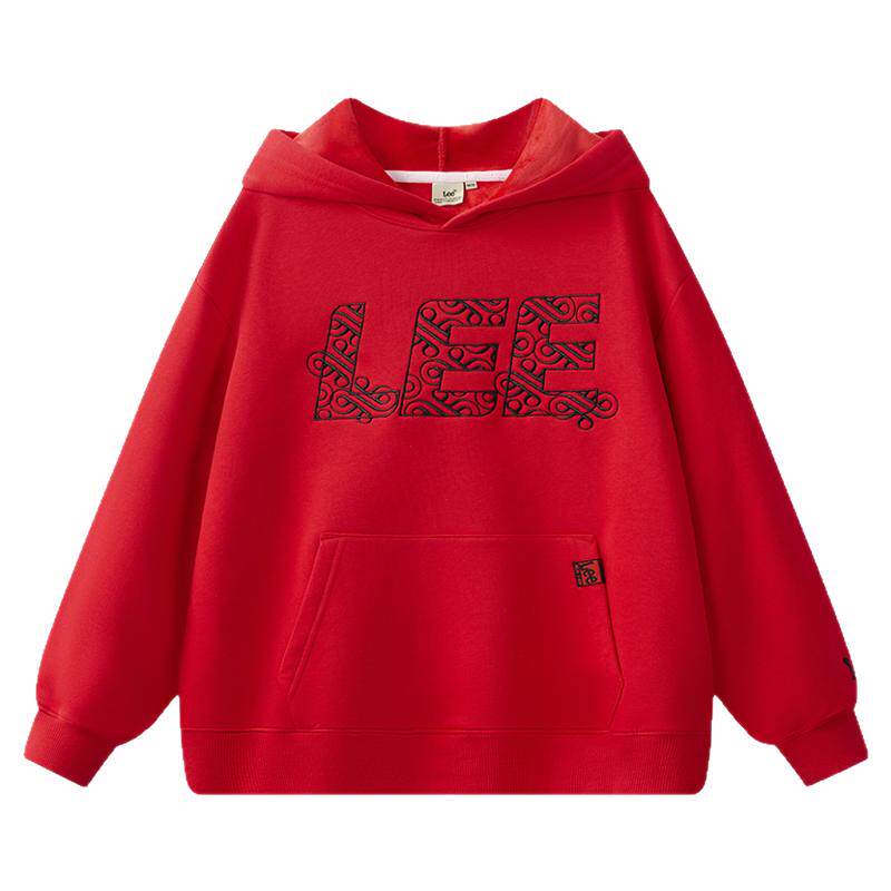 Leekids秋冬加绒保暖刺绣卫衣