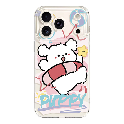 夏日冲浪小狗透明iPhone18promax苹果17小米17华为mate80新款opporeno16适用iqoo15荣耀400vivoX90情侣手机壳