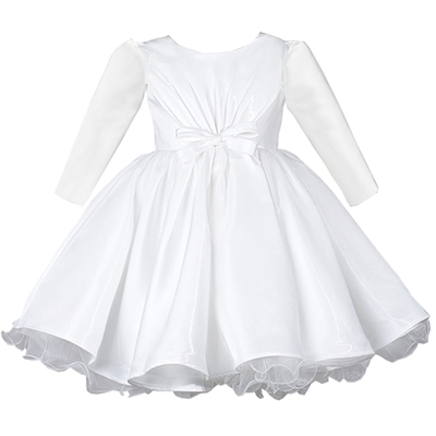 洛丽塔宝宝生日礼服小女孩花童婚礼白色长袖公主裙周岁蓬蓬连衣裙
