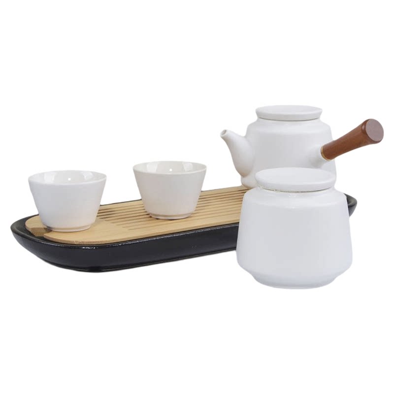 新品黑陶一壶两杯茶具小套装家用泡茶壶陶瓷椭圆茶盘庭院简约茶罐