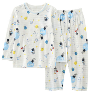 男童纯棉睡衣夏季新款宝宝宽松空调服日系儿童透气居家服长袖套装