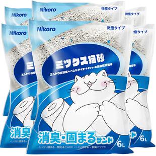 nikoro混合豆腐猫砂2.5kg*6包一冲即走几近无尘快速吸附抑菌消臭