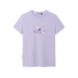 【凉感透气】ELLE Active索罗纳短袖T恤女印花宽松正肩t恤上衣