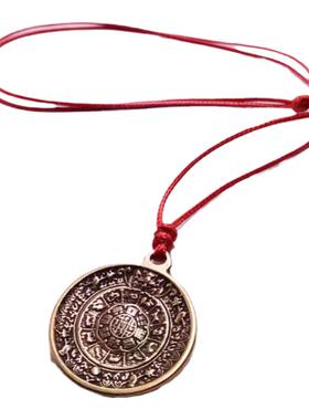 纯铜九宫格八卦牌蜡绳项链吊坠