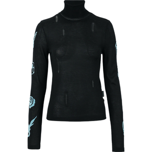 【折扣】Andersson Bell 女秋冬植绒仿旧混纺针织高领上衣