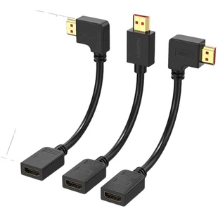 纯铜HDMI公对母延长线电视投影仪数据线弯头90度直角高清加长线4K